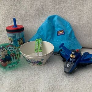 Paw Patrol feeding set & plane hat ball Toy bundle